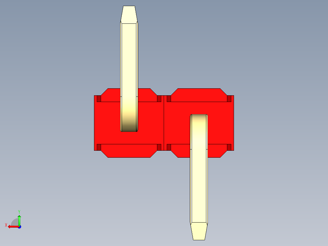 彩色公排针 100mil 2.54mm 系列-DS1022_red_02p_100mil_Type_SMT_R2_rev1.0后视图