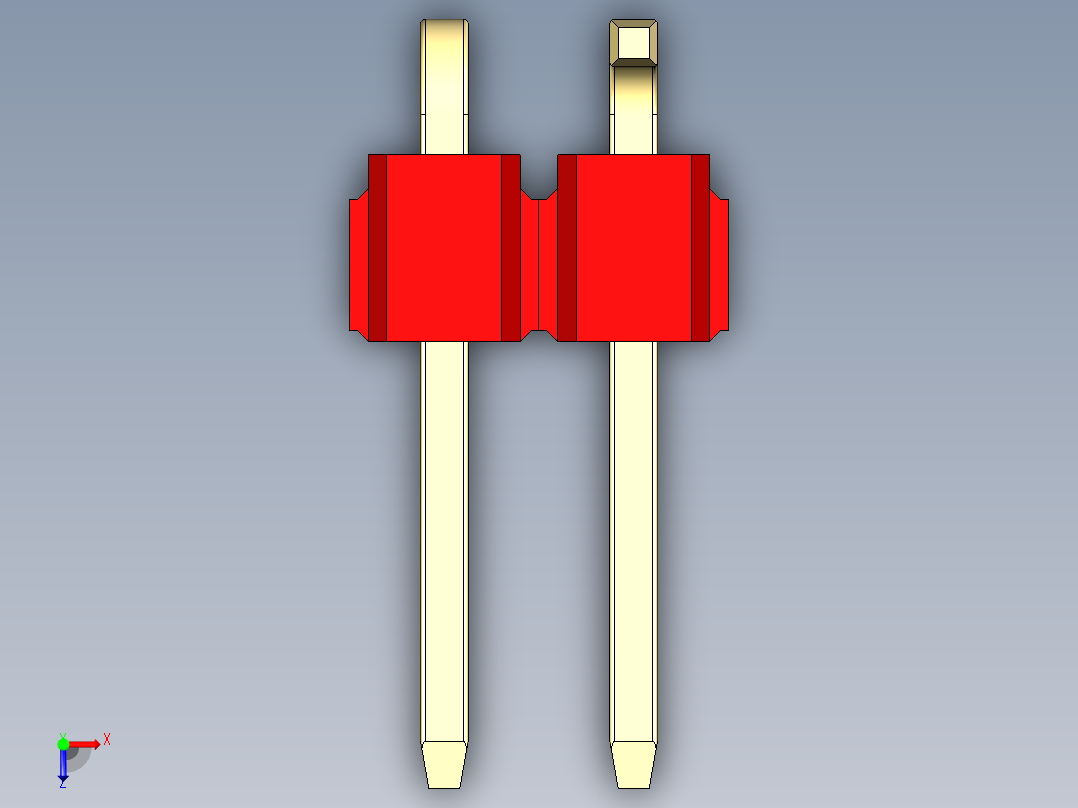 彩色公排针 100mil 2.54mm 系列-DS1022_red_02p_100mil_Type_SMT_R2_rev1.0俯视图