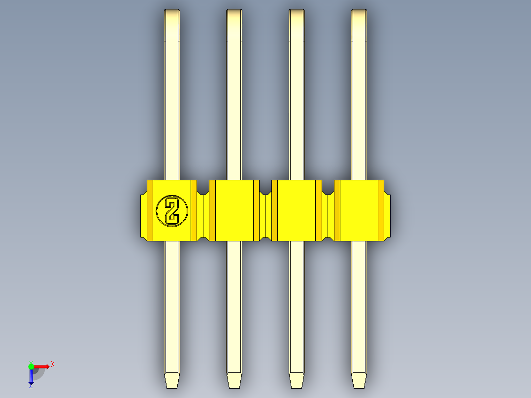 彩色公排针 100mil 2.54mm 系列-DS1022_yellow_3x04p_100mil_TypeD_rev1.0俯视图