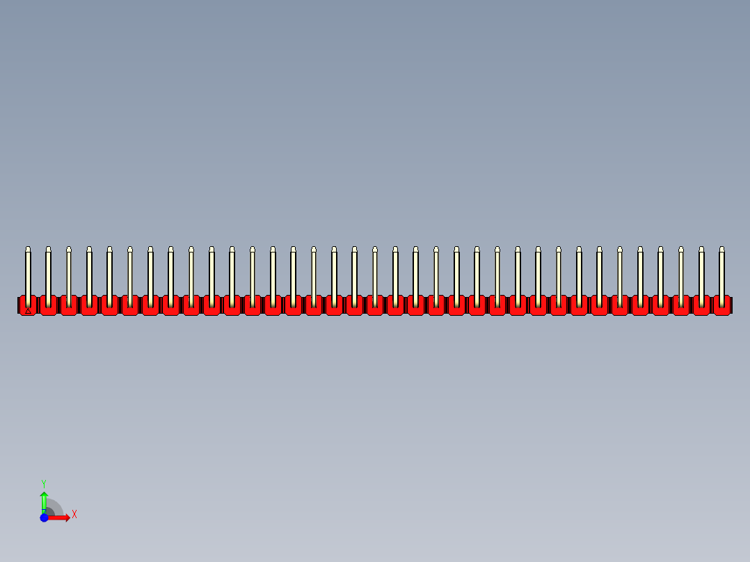 彩色公排针 100mil 2.54mm 系列-DS1022_red_35p_100mil_TypeU_rev1.0前视图