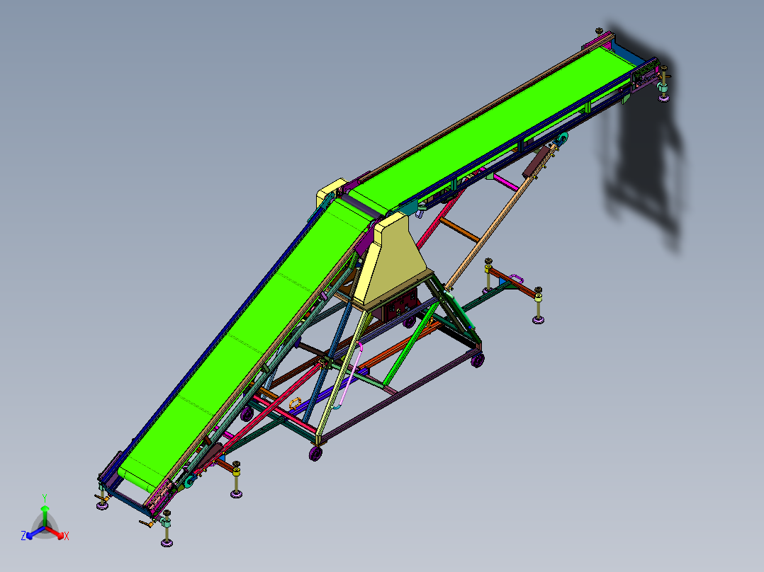 行走式装仓电动举升输送机正等轴测图