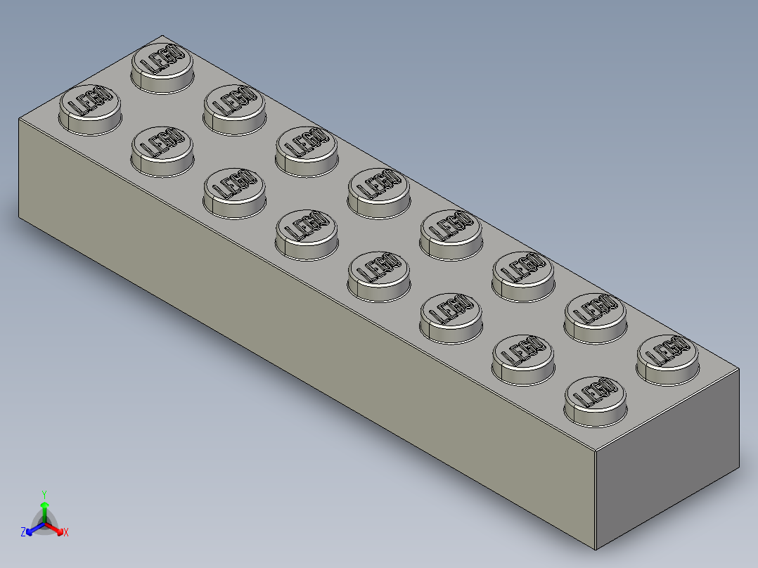 乐高套装 4421基本积木-4211391 - 3007 Medium Stone Grey Brick 2 x 8.STEP正等轴测图