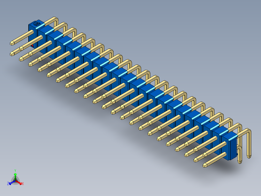 彩色公排针 100mil 2.54mm 系列-DS1022_blue_2x22p_100mil_TypeD_rev1.0正等轴测图