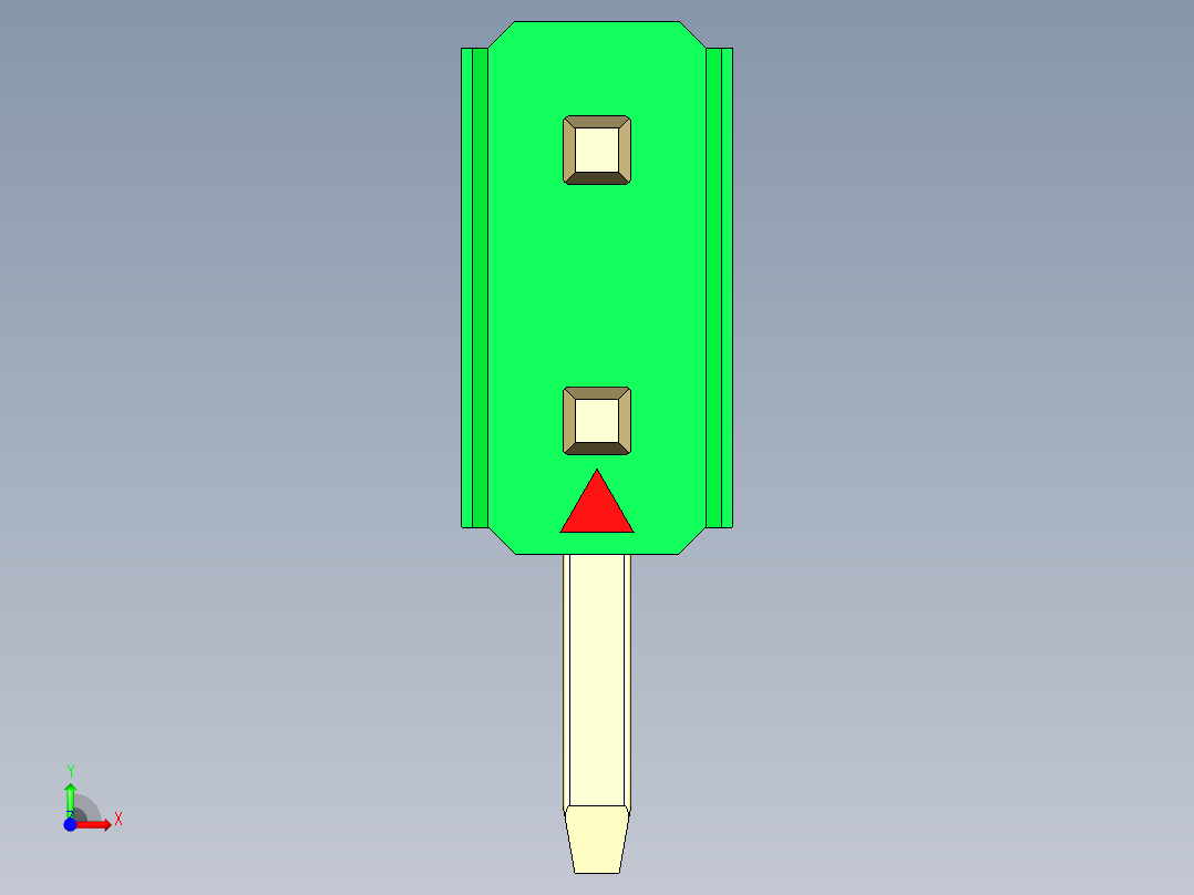 彩色公排针 100mil 2.54mm 系列-DS1022_green_2x01p_100mil_TypeD_rev1.0前视图