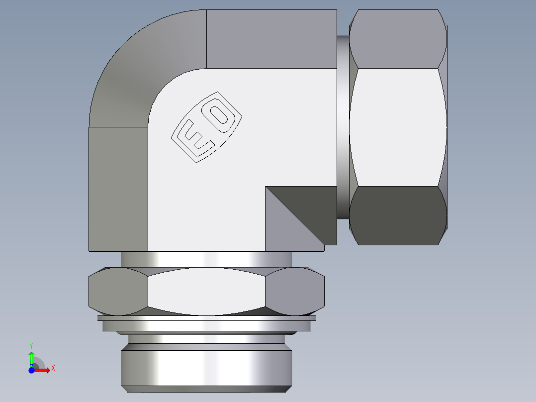 卡套式工业通用硬管接头EO_Adjustable_Locknut_elbow_WEE35ZLRCF前视图