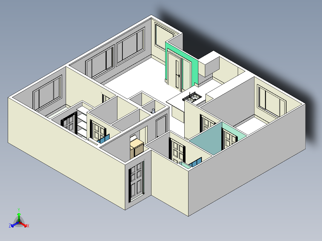 懒人床浴正等轴测图