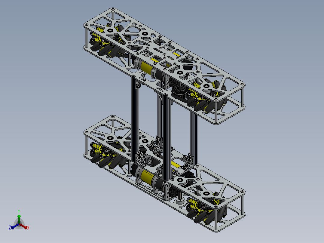紧凑型麦克纳姆驱动底座正等轴测图
