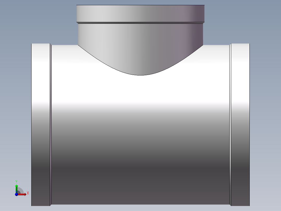 三通-异径 DN100-DN80前视图