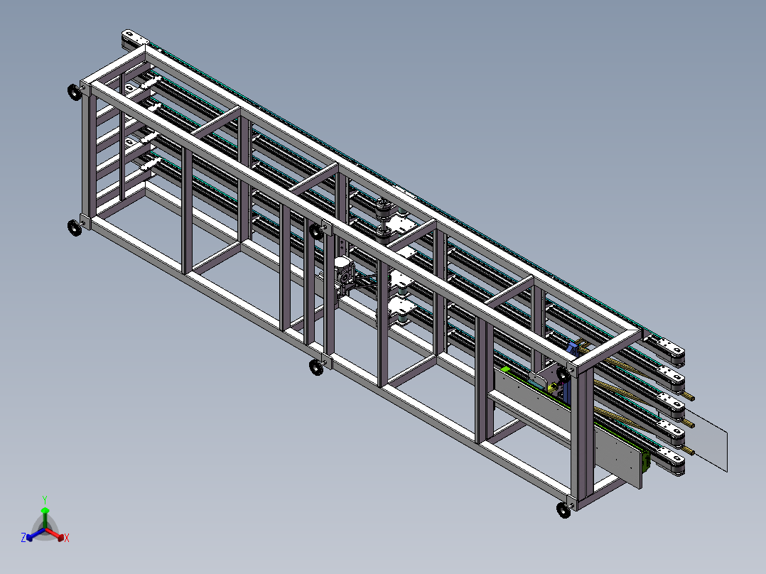 同步带输送机（sw21可编辑+工程图）正等轴测图