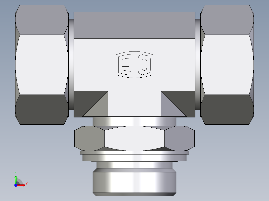 卡套式工业通用硬管接头EO_Adjustable_locknut_branch_tee_TEE28LMCF前视图