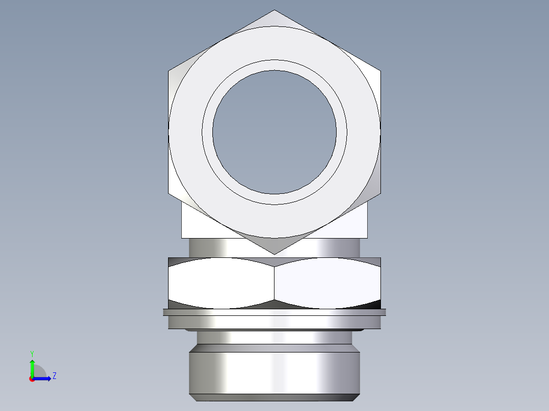 卡套式工业通用硬管接头EO_Adjustable_locknut_branch_tee_TEE28LMCF左视图