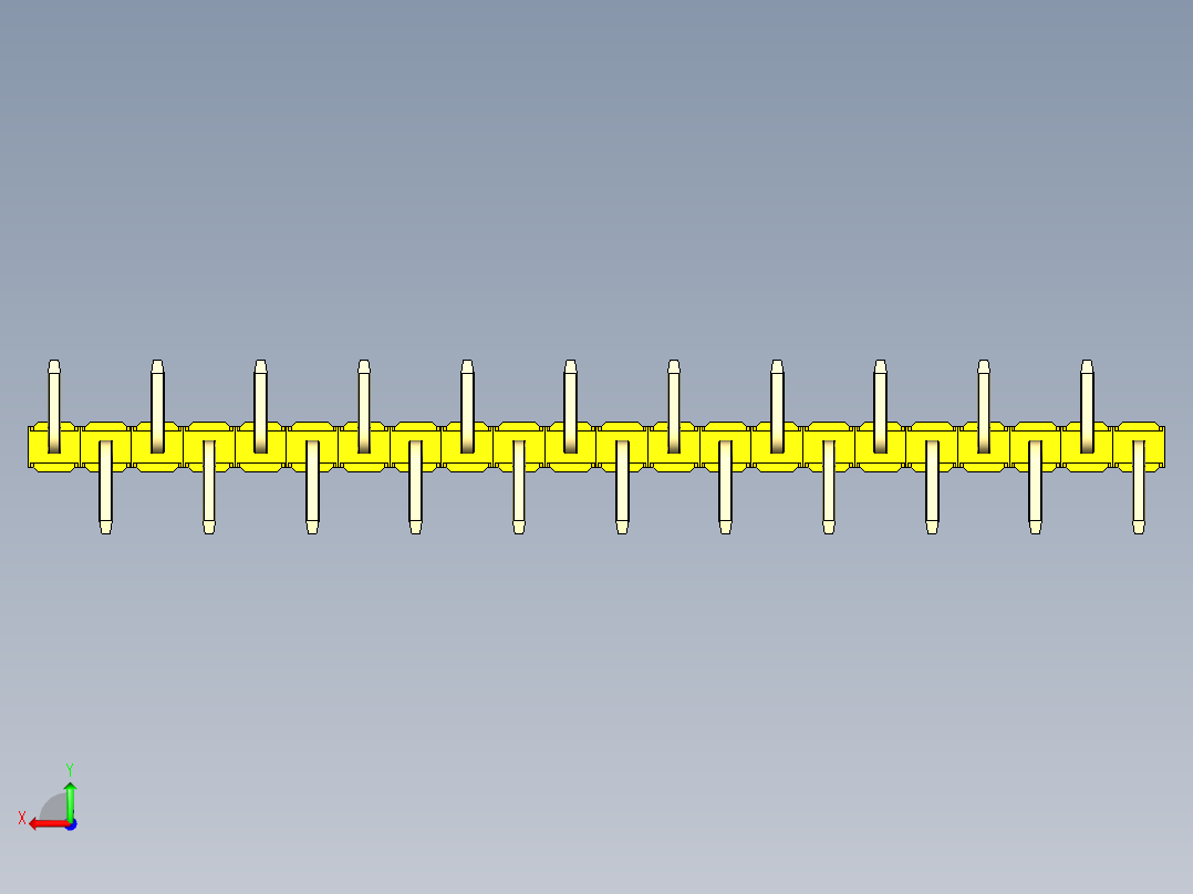 彩色公排针 100mil 2.54mm 系列-DS1022_yellow_22p_100mil_Type_SMT_R2_rev1.0后视图