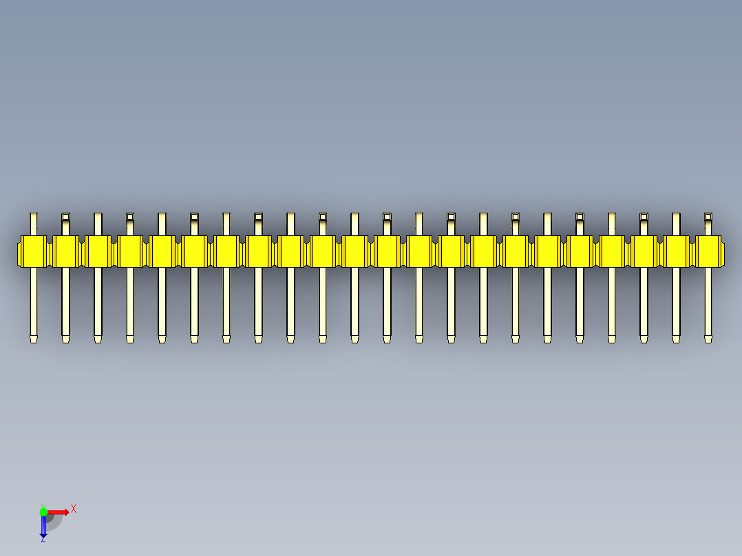彩色公排针 100mil 2.54mm 系列-DS1022_yellow_22p_100mil_Type_SMT_R2_rev1.0俯视图