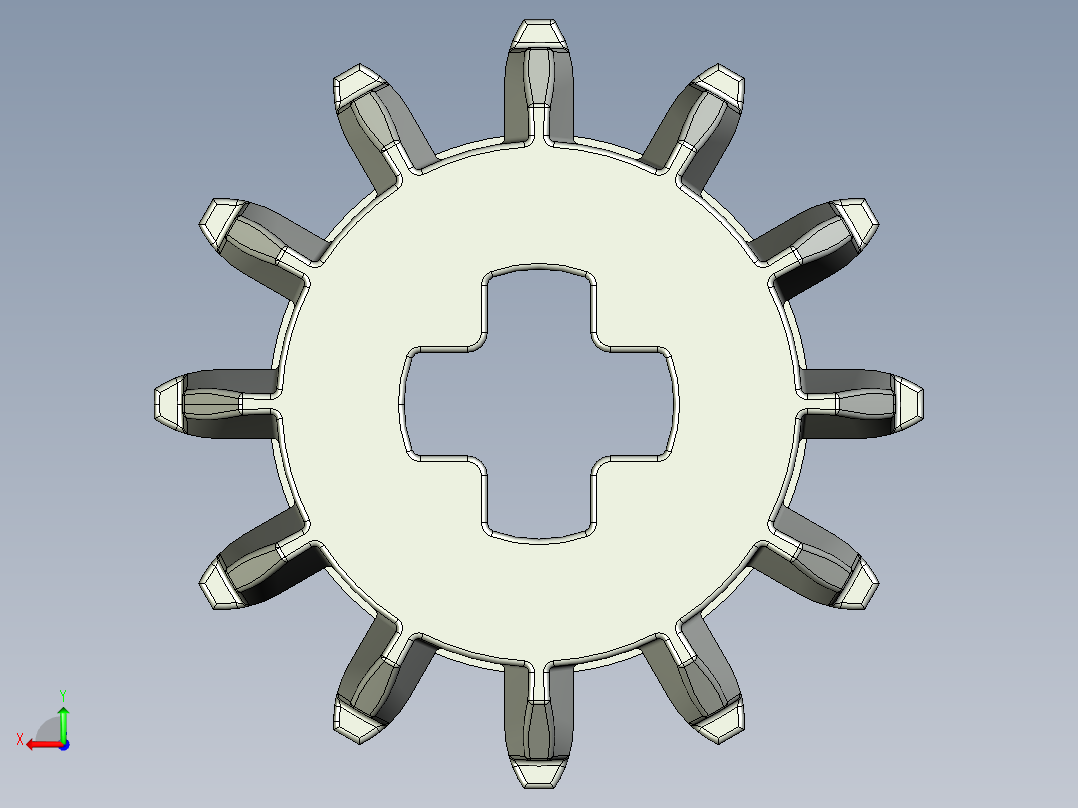 32270 Old Grey Technic Gear 12 Tooth Double Bevel.STEP后视图