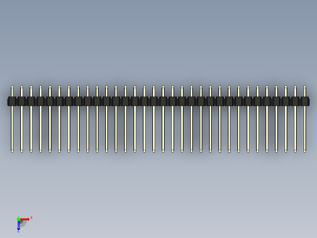 彩色公头100mil（2.54mm）系列-DS1021_black_1x32p_100mil_Type5_rev1.0俯视图
