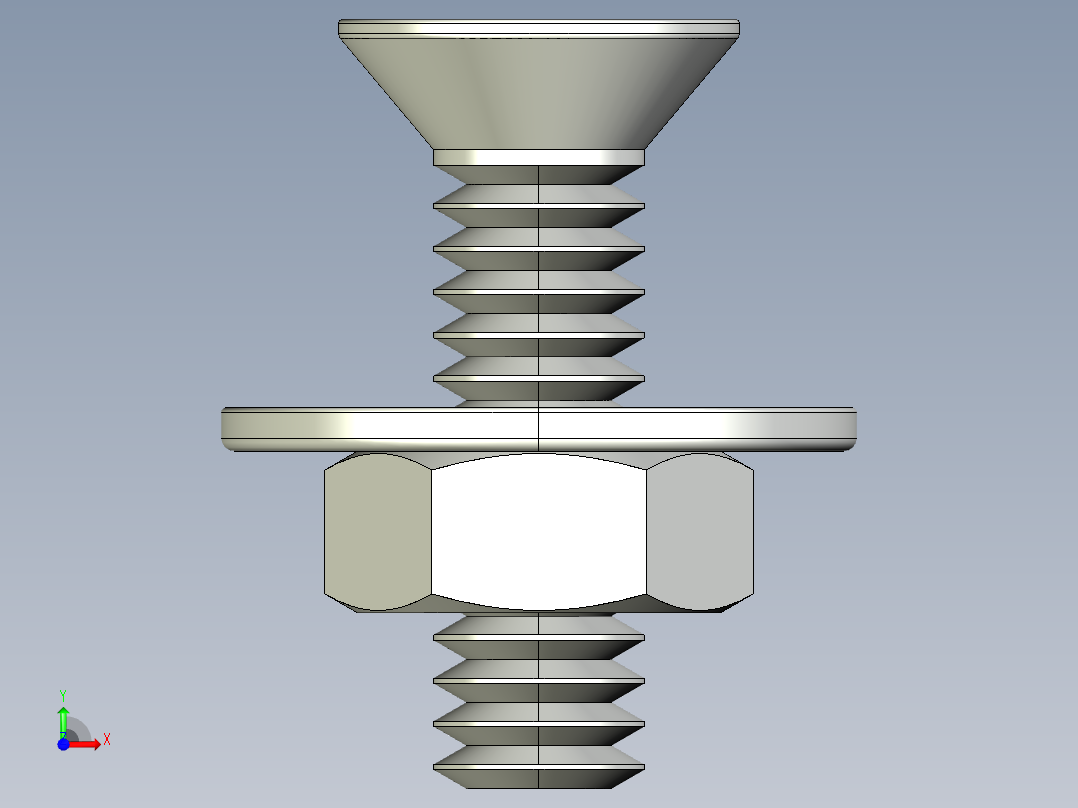 紧固件-IGES 0.2500 Flathead前视图