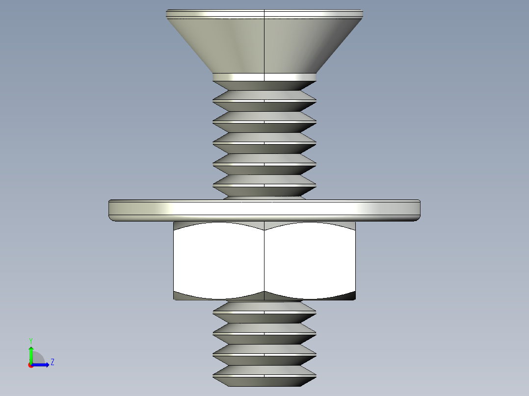 紧固件-IGES 0.2500 Flathead左视图