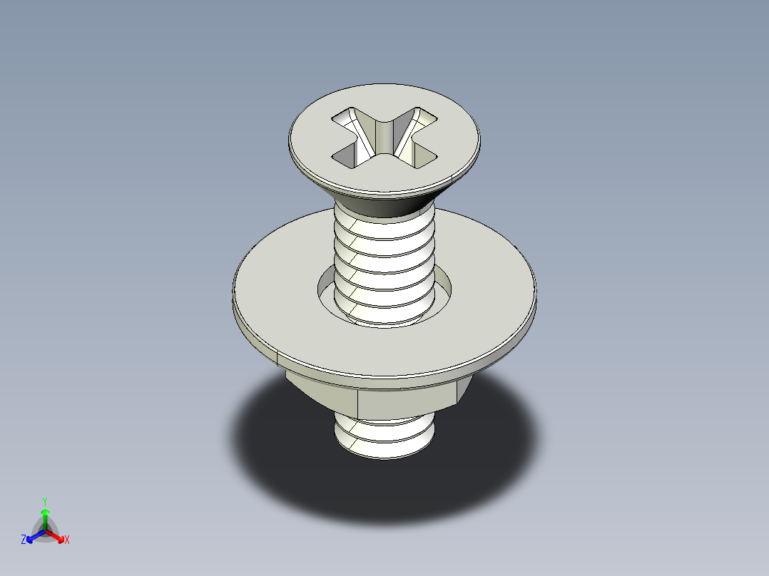 紧固件-IGES 0.2500 Flathead正等轴测图