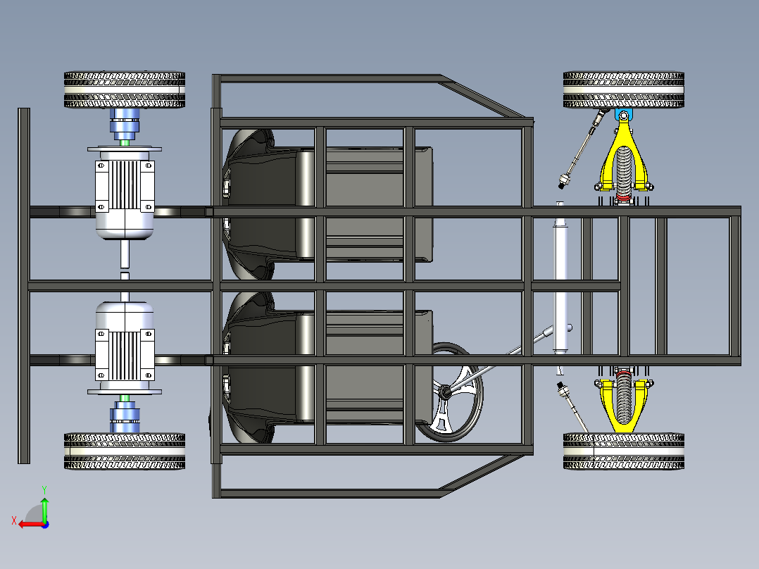 04-Kart Model双座卡丁车底盘结构3D图纸 STEP格式后视图