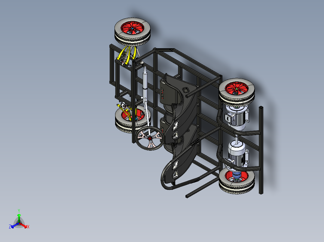 04-Kart Model双座卡丁车底盘结构3D图纸 STEP格式正等轴测图