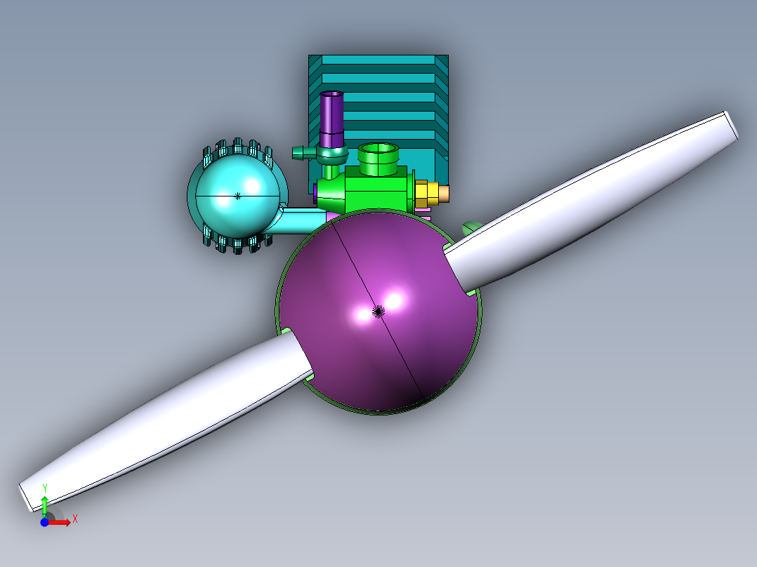 螺旋桨风扇飞机发动机前视图