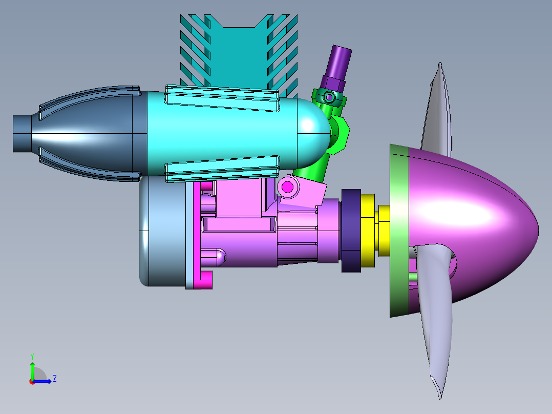 螺旋桨风扇飞机发动机左视图