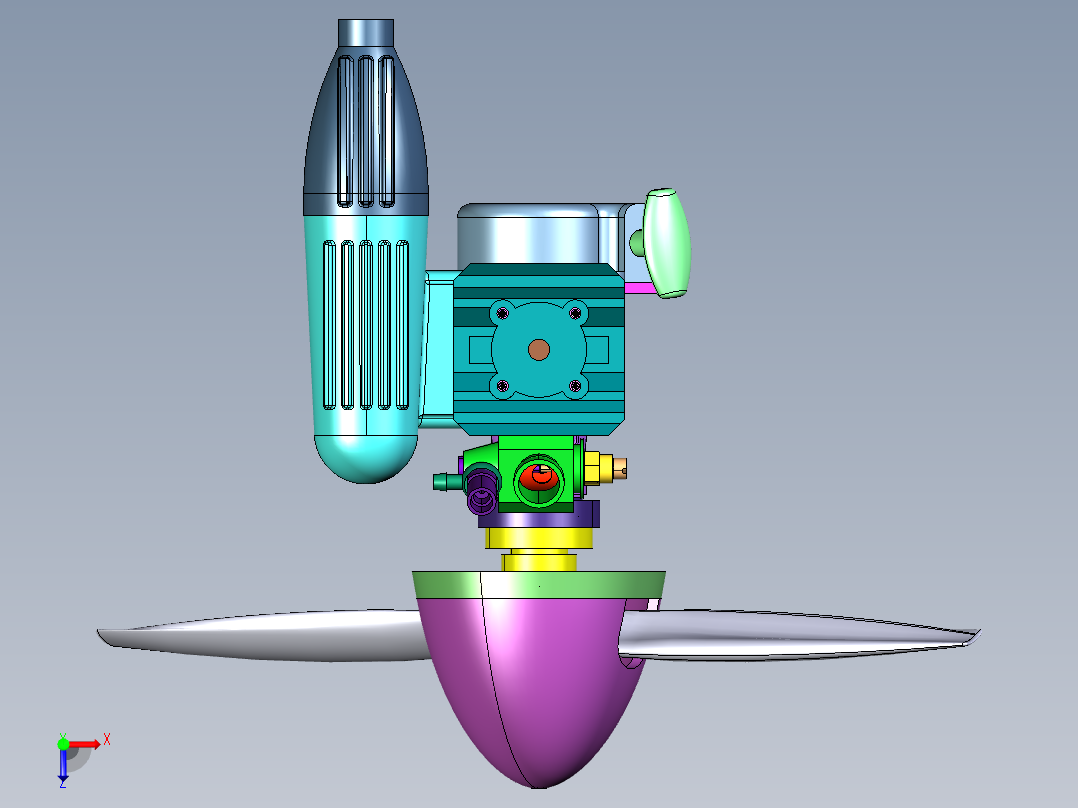螺旋桨风扇飞机发动机俯视图