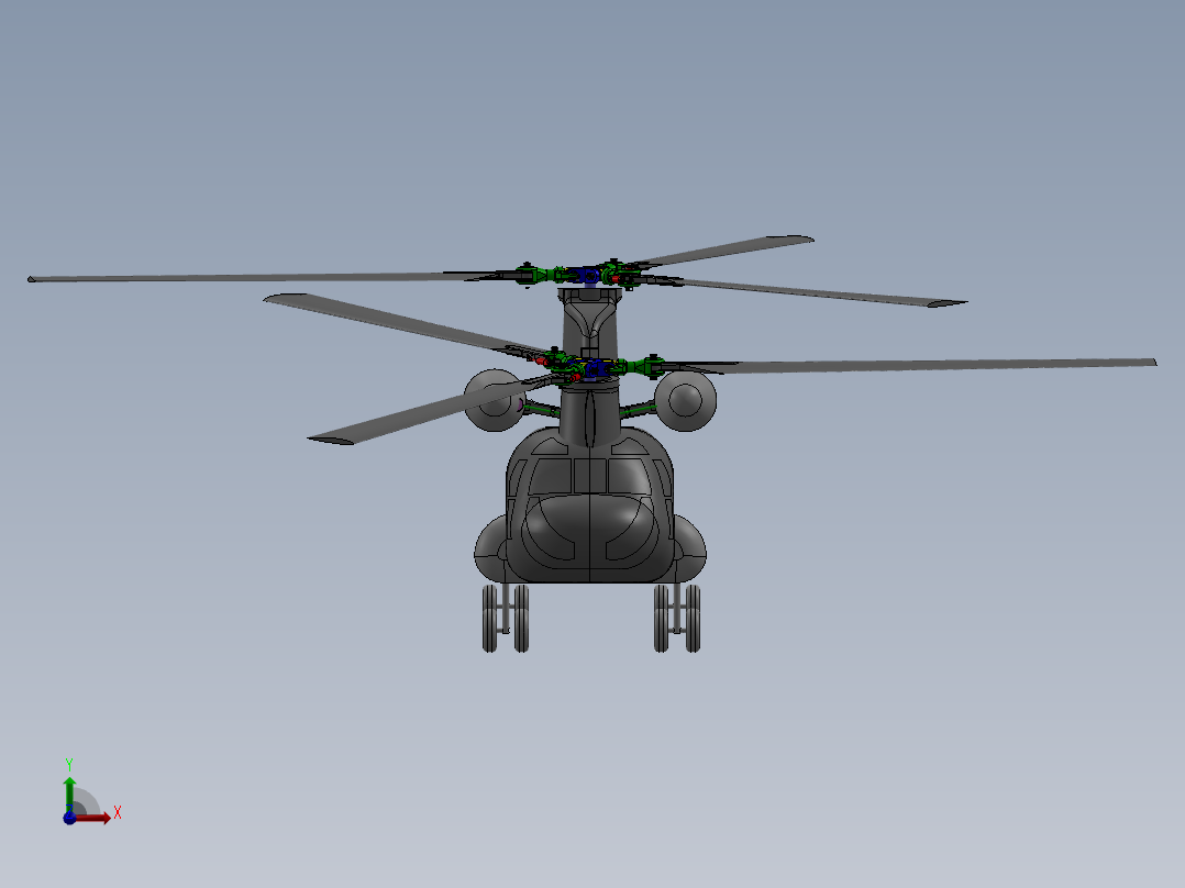 直升飞机 飞机模型设计 (28)前视图