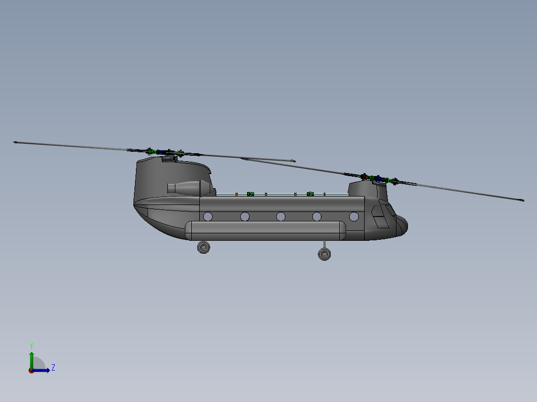直升飞机 飞机模型设计 (28)左视图