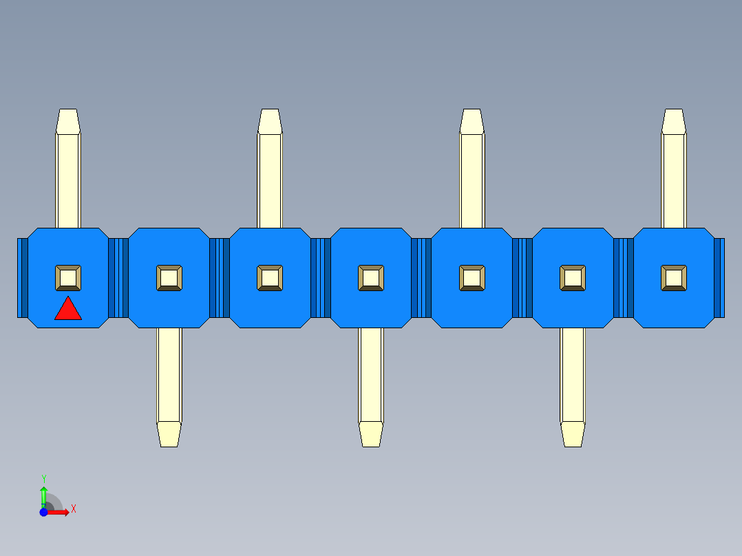 彩色公排针 100mil 2.54mm 系列-DS1022_blue_07p_100mil_Type_SMT_R1_rev1.0前视图