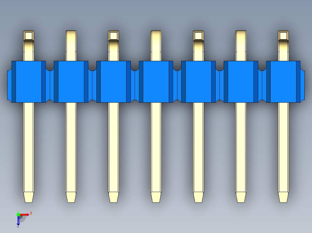 彩色公排针 100mil 2.54mm 系列-DS1022_blue_07p_100mil_Type_SMT_R1_rev1.0俯视图