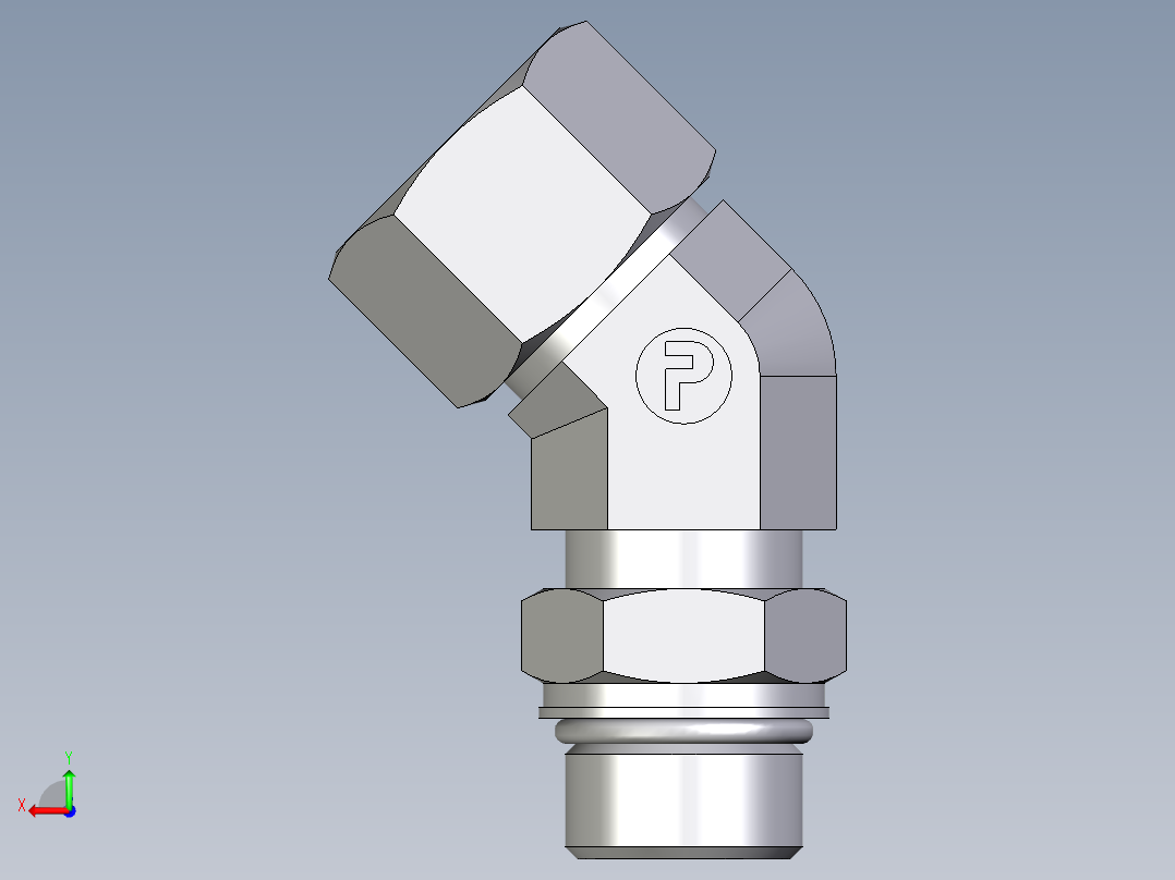 卡套式工业通用硬管接头EO_Adjustable_locknut_45_deg_elbow_VEE20SMORCF后视图