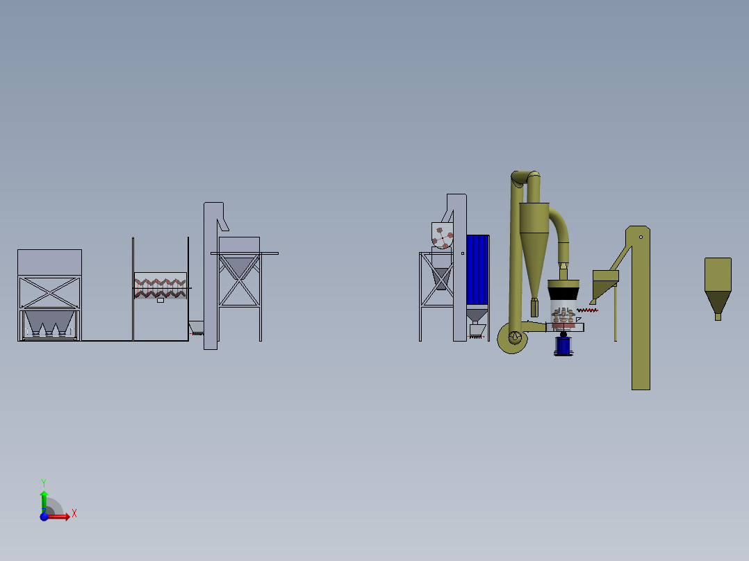 水泥制造厂 3D模型前视图