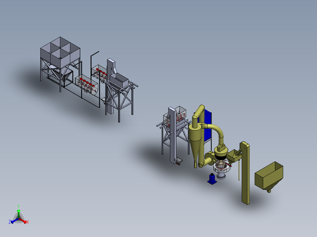 水泥制造厂 3D模型正等轴测图