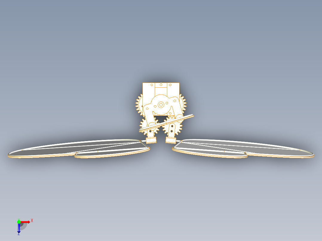 仿生机械蝴蝶设计模型三维装配俯视图