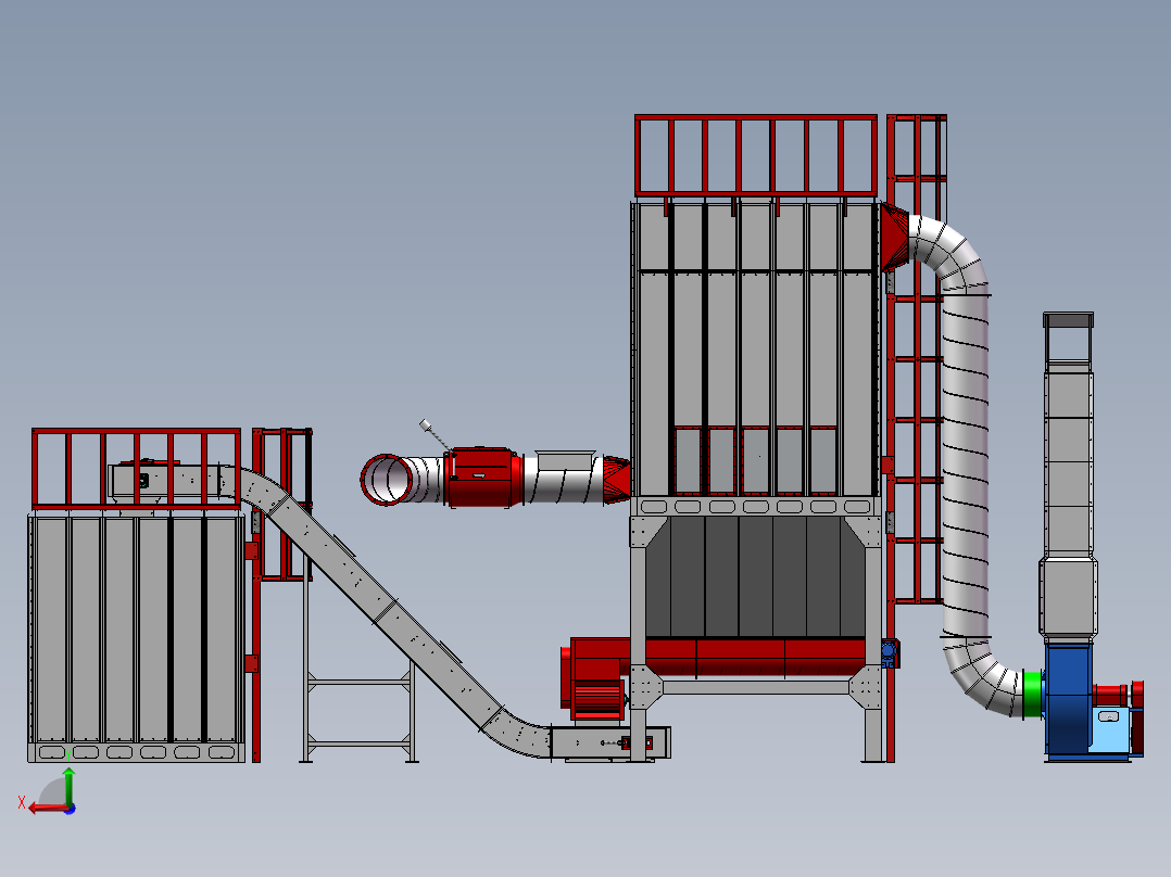 木工刮板料仓除尘器sw15可编辑后视图