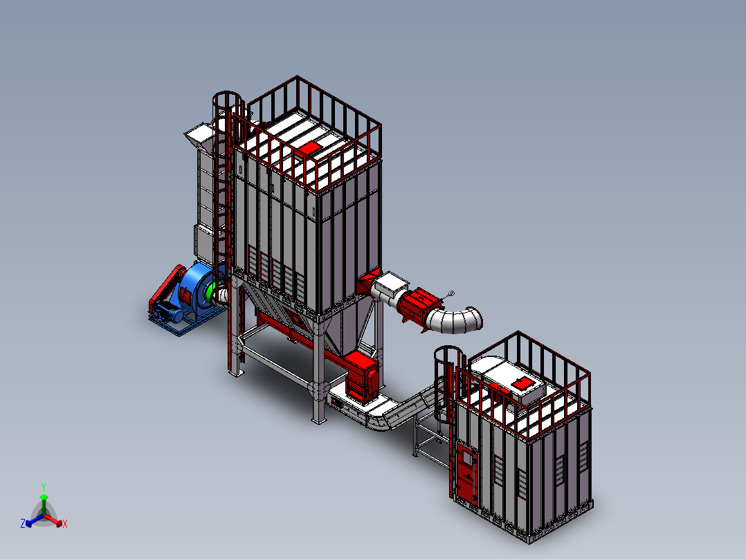 木工刮板料仓除尘器sw15可编辑正等轴测图