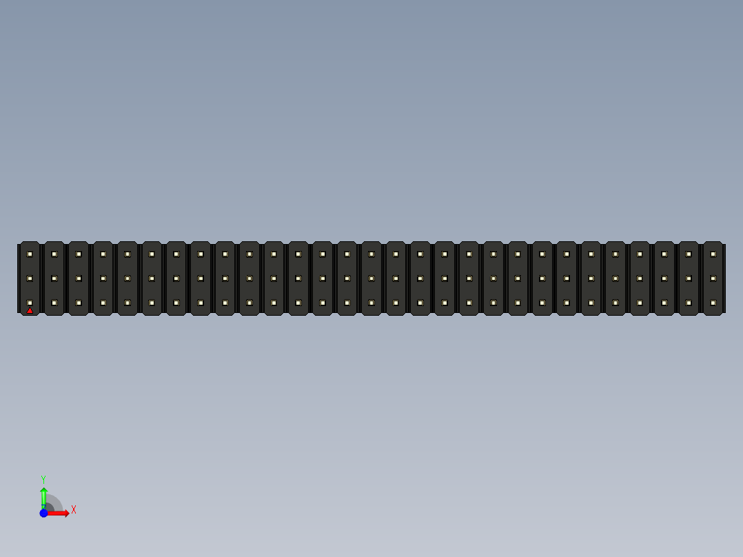 彩色公头100mil（2.54mm）系列-DS1021_black_3x29p_100mil_Type43_rev1.0前视图