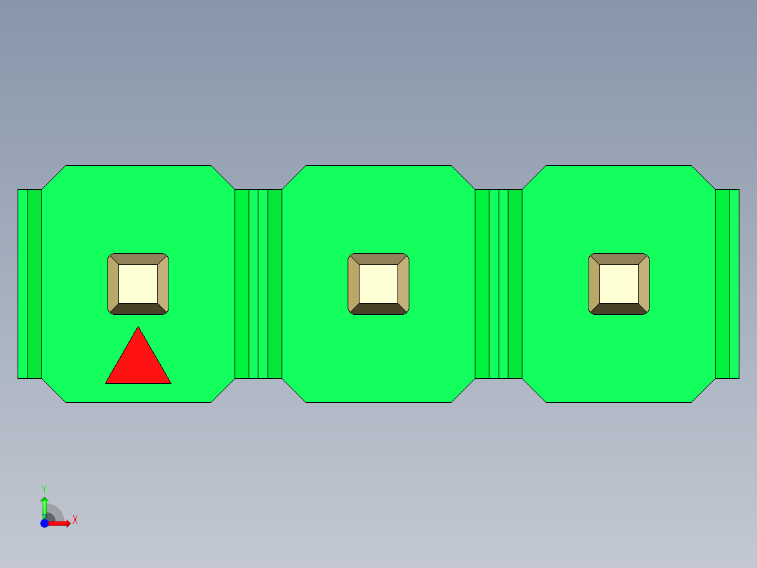 彩色公头100mil（2.54mm）系列-DS1021_green_1x03p_100mil_Type19_rev1.0前视图