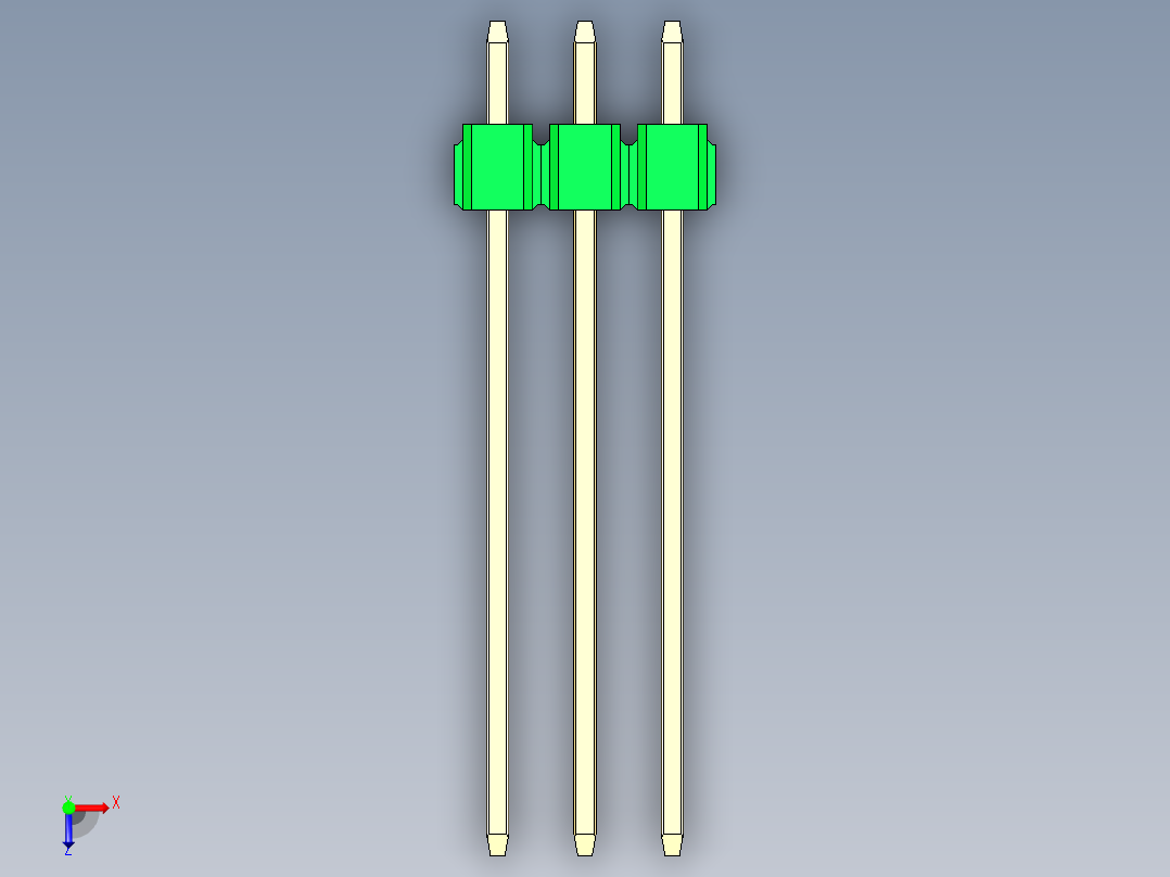 彩色公头100mil（2.54mm）系列-DS1021_green_1x03p_100mil_Type19_rev1.0俯视图