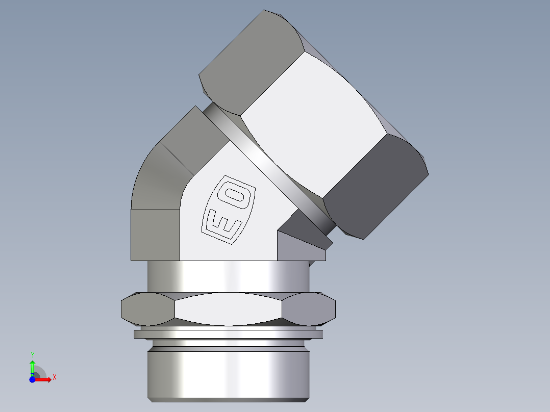 卡套式工业通用硬管接头EO_Adjustable_locknut_45_deg_elbow_VEE38SMCF前视图