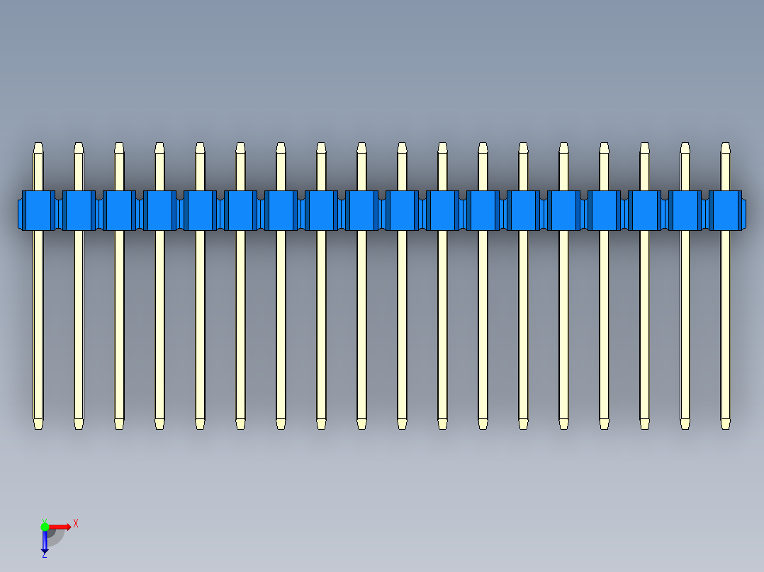 彩色公头100mil（2.54mm）系列-DS1021_blue_3x18p_100mil_Type5_rev1.0俯视图