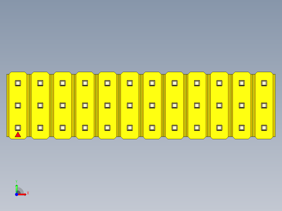 彩色公头100mil（2.54mm）系列-DS1021_yellow_3x12p_100mil_Type19_rev1.0前视图