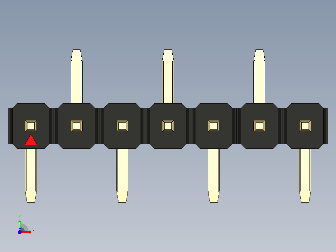 彩色公排针 100mil 2.54mm 系列-DS1022_black_07p_100mil_Type_SMT_R2_rev1.0前视图