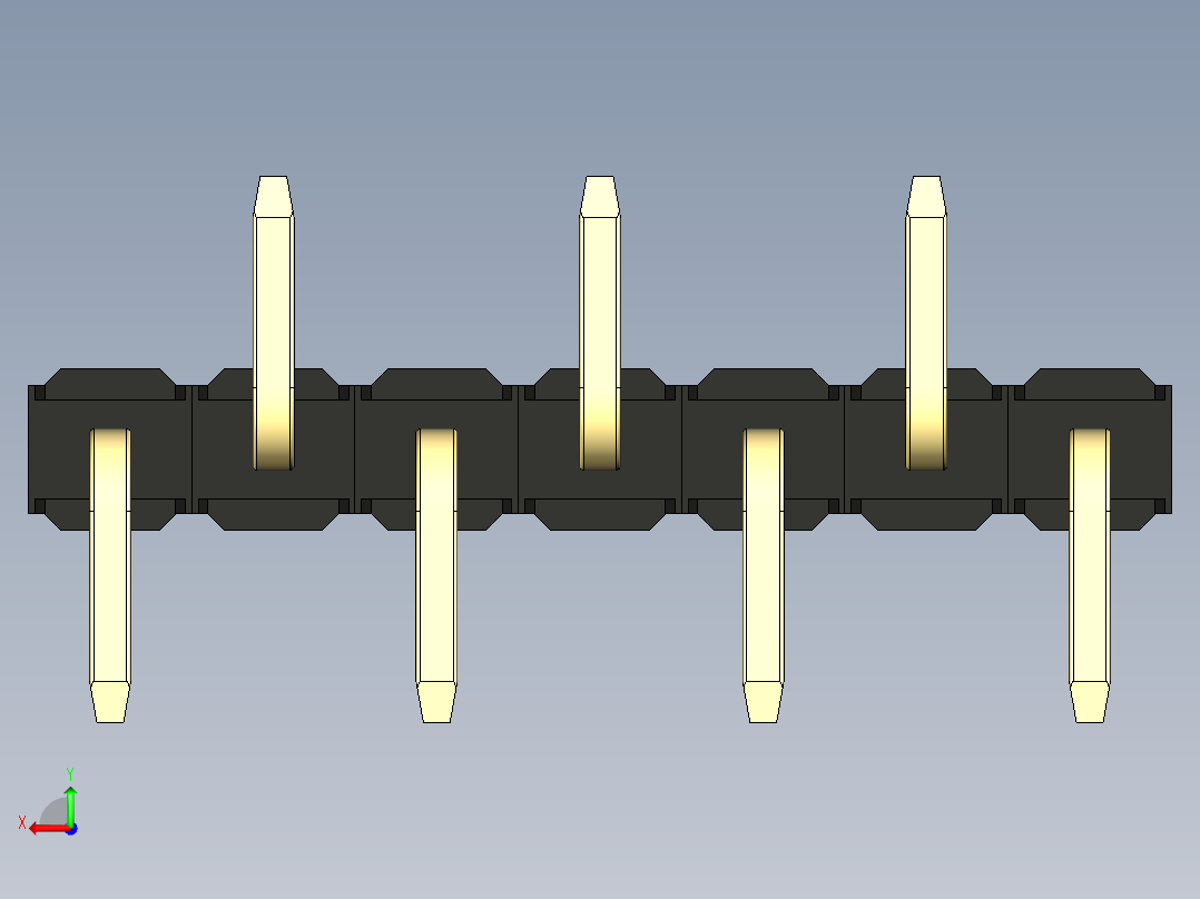 彩色公排针 100mil 2.54mm 系列-DS1022_black_07p_100mil_Type_SMT_R2_rev1.0后视图