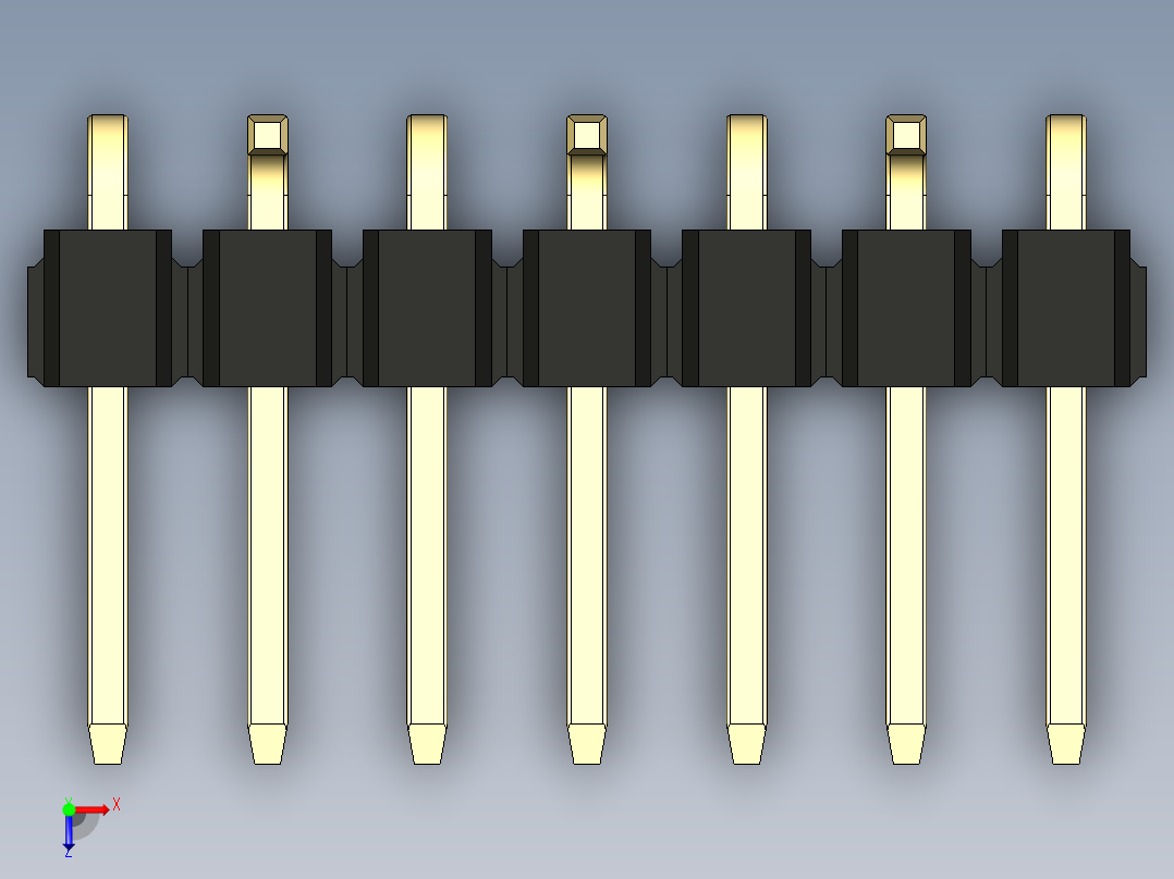 彩色公排针 100mil 2.54mm 系列-DS1022_black_07p_100mil_Type_SMT_R2_rev1.0俯视图