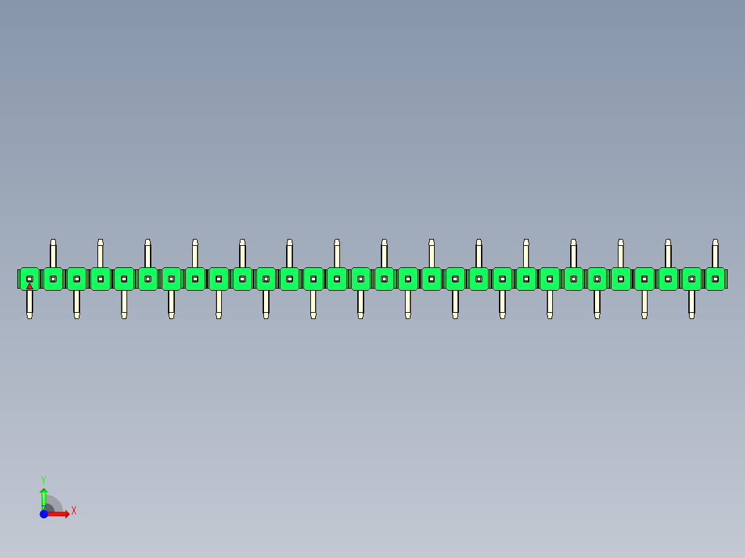 彩色公排针 100mil 2.54mm 系列-DS1022_green_30p_100mil_Type_SMT_R2_rev1.0前视图