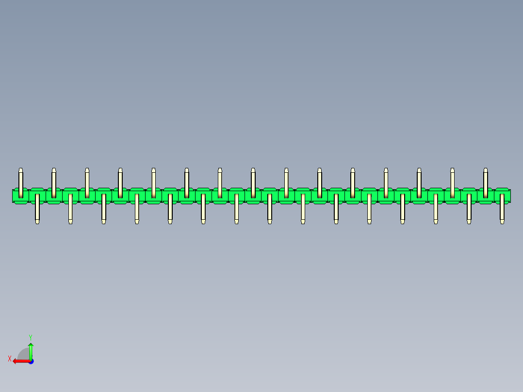 彩色公排针 100mil 2.54mm 系列-DS1022_green_30p_100mil_Type_SMT_R2_rev1.0后视图