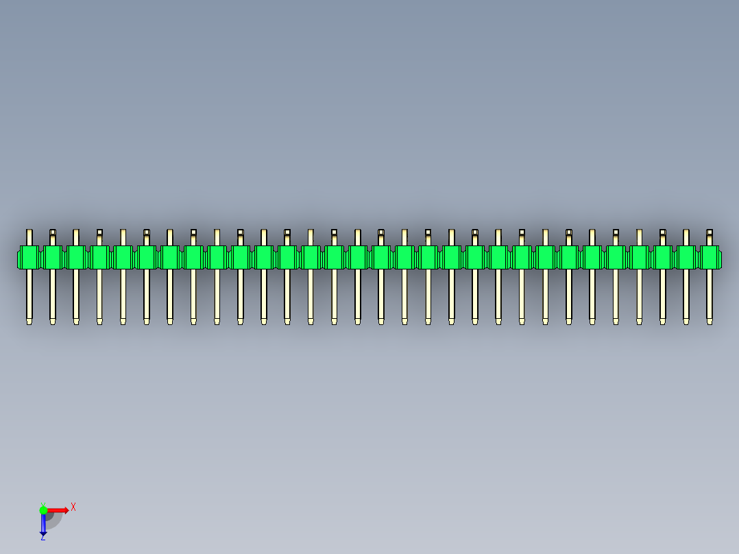 彩色公排针 100mil 2.54mm 系列-DS1022_green_30p_100mil_Type_SMT_R2_rev1.0俯视图