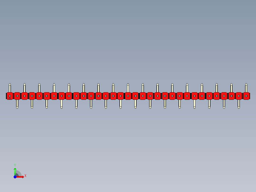 彩色公排针 100mil 2.54mm 系列-DS1022_red_33p_100mil_Type_SMT_R1_rev1.0前视图